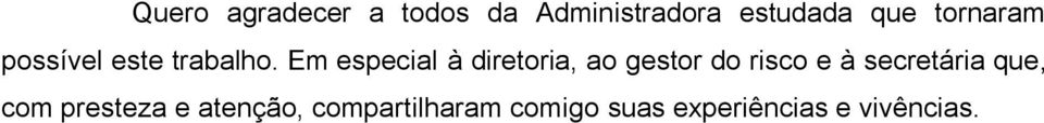 Em especial à diretoria, ao gestor do risco e à