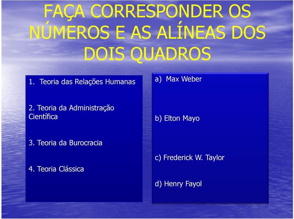 Teoria da Administração Científica b) Elton Mayo 3.