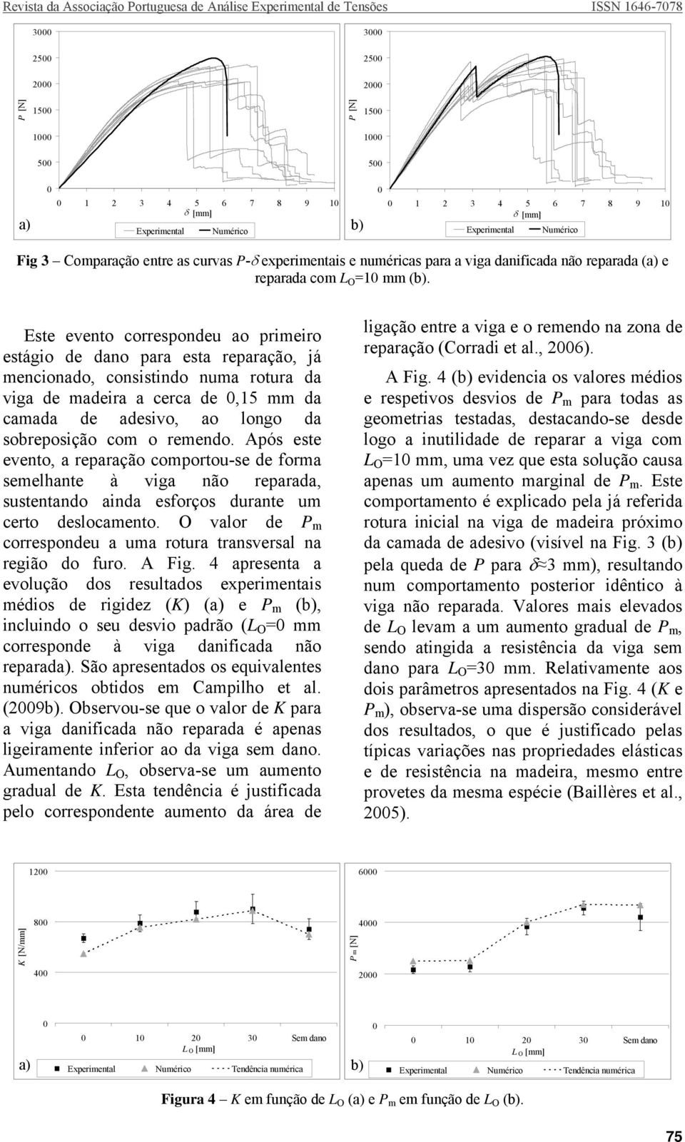 Este evento correspondeu ao primeiro estágio de dano para esta reparação, já mencionado, consistindo numa rotura da viga de madeira a cerca de,15 mm da camada de adesivo, ao longo da sobreposição com