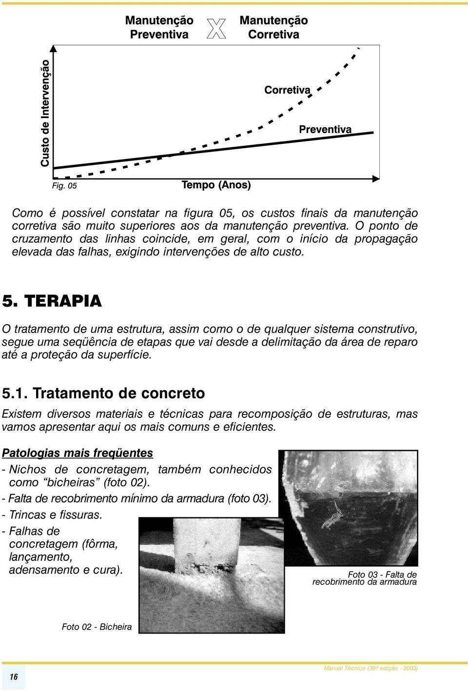 TERAPIA O tratamento de uma estrutura, assim como o de qualquer sistema construtivo, segue uma seqüência de etapas que vai desde a delimitação da área de reparo até a proteção da superfície. 5.1.