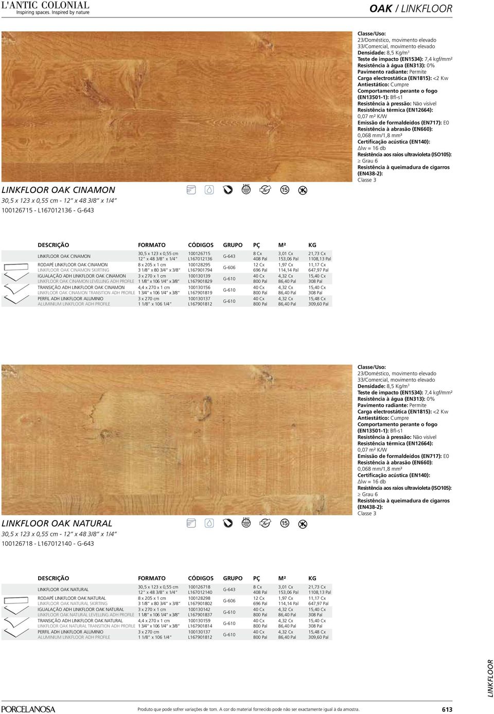 visível Resistência térmica (EN12664): 0,07 m² K/W Emissão de formaldeídos (EN717): E0 Resistência à abrasão (EN660): 0,068 mm/1,8 mm³ Certificação acústica (EN140): Δlw = 16 db Resistência aos raios