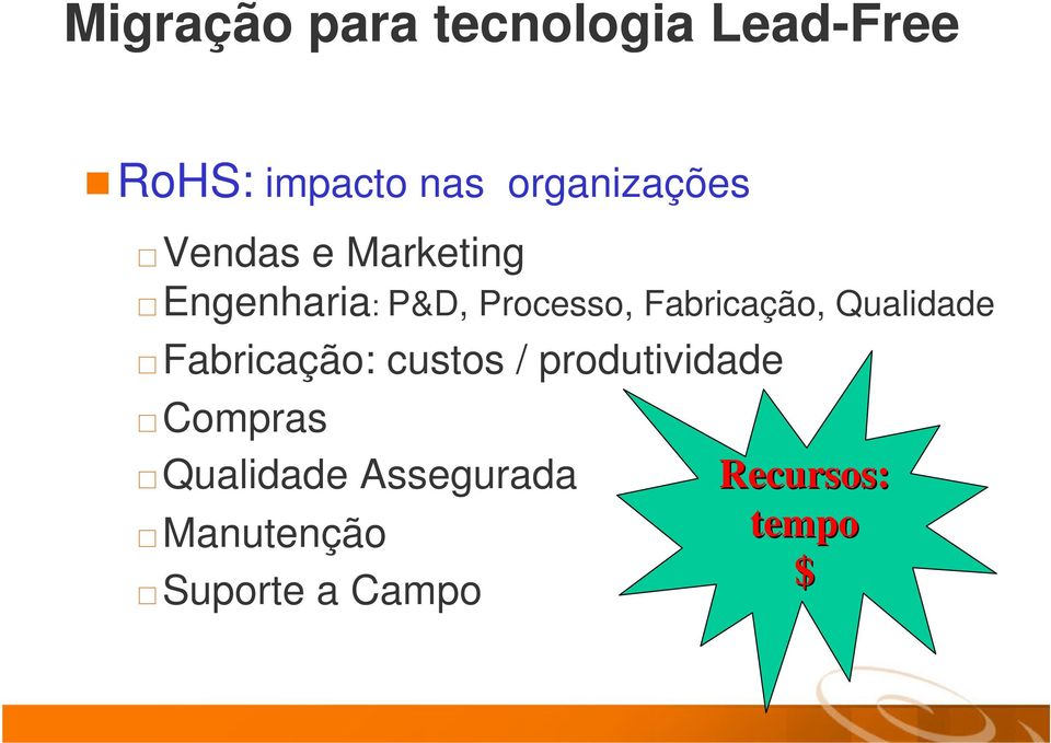 Fabricação, Qualidade Fabricação: custos / produtividade