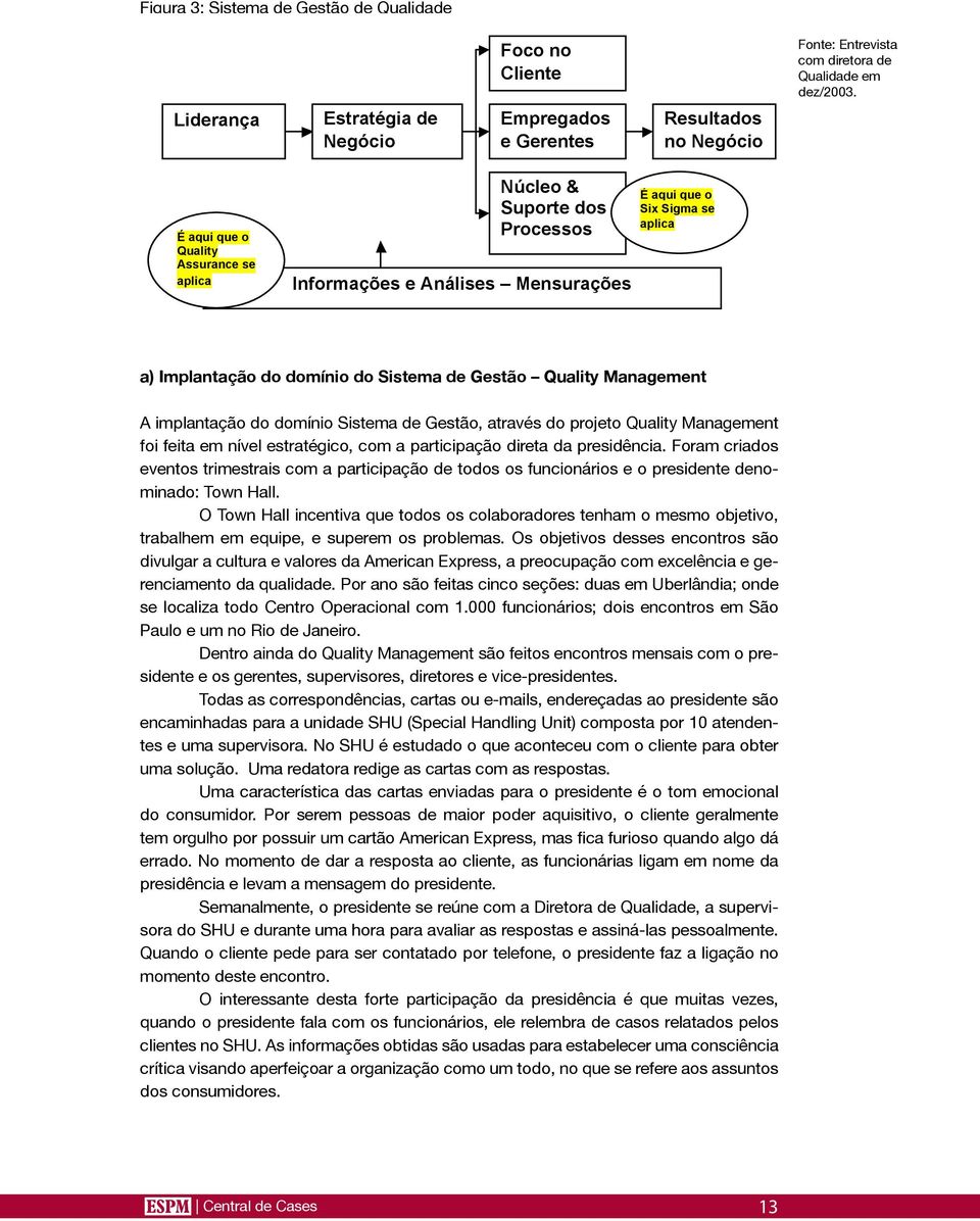 Sigma se aplica a) Implantação do domínio do Sistema de Gestão Quality Management A implantação do domínio Sistema de Gestão, através do projeto Quality Management foi feita em nível estratégico, com