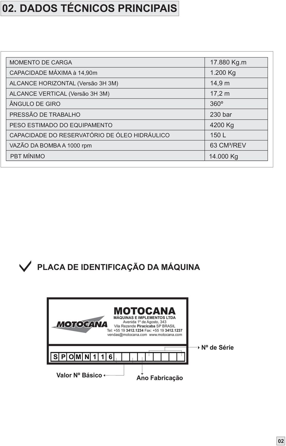 EQUIPAMENTO 00 Kg CAPACIDADE DO RESERVATÓRIO DE ÓLEO HIDRÁULICO 50 L VAZÃO DA BOMBA A 000 rpm 6 CM³/REV PBT MÍNIMO.