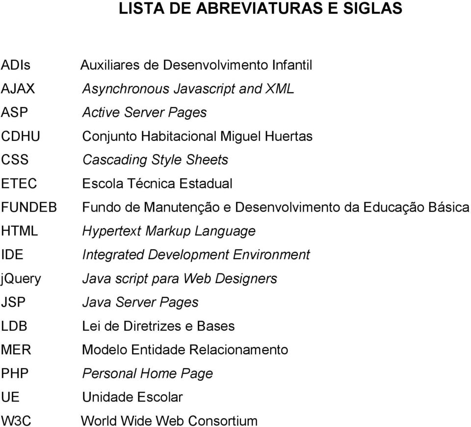 Estadual Fundo de Manutenção e Desenvolvimento da Educação Básica Hypertext Markup Language Integrated Development Environment Java script