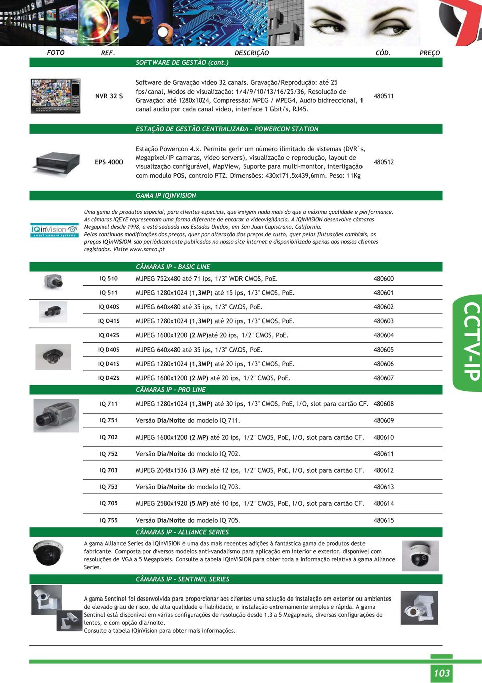 video, interface 1 Gbit/s, RJ45. 480511 ESTAÇÃO DE GESTÃO CENTRALIZADA - POWERCON STATION EPS 4000 Estação Powercon 4.x.