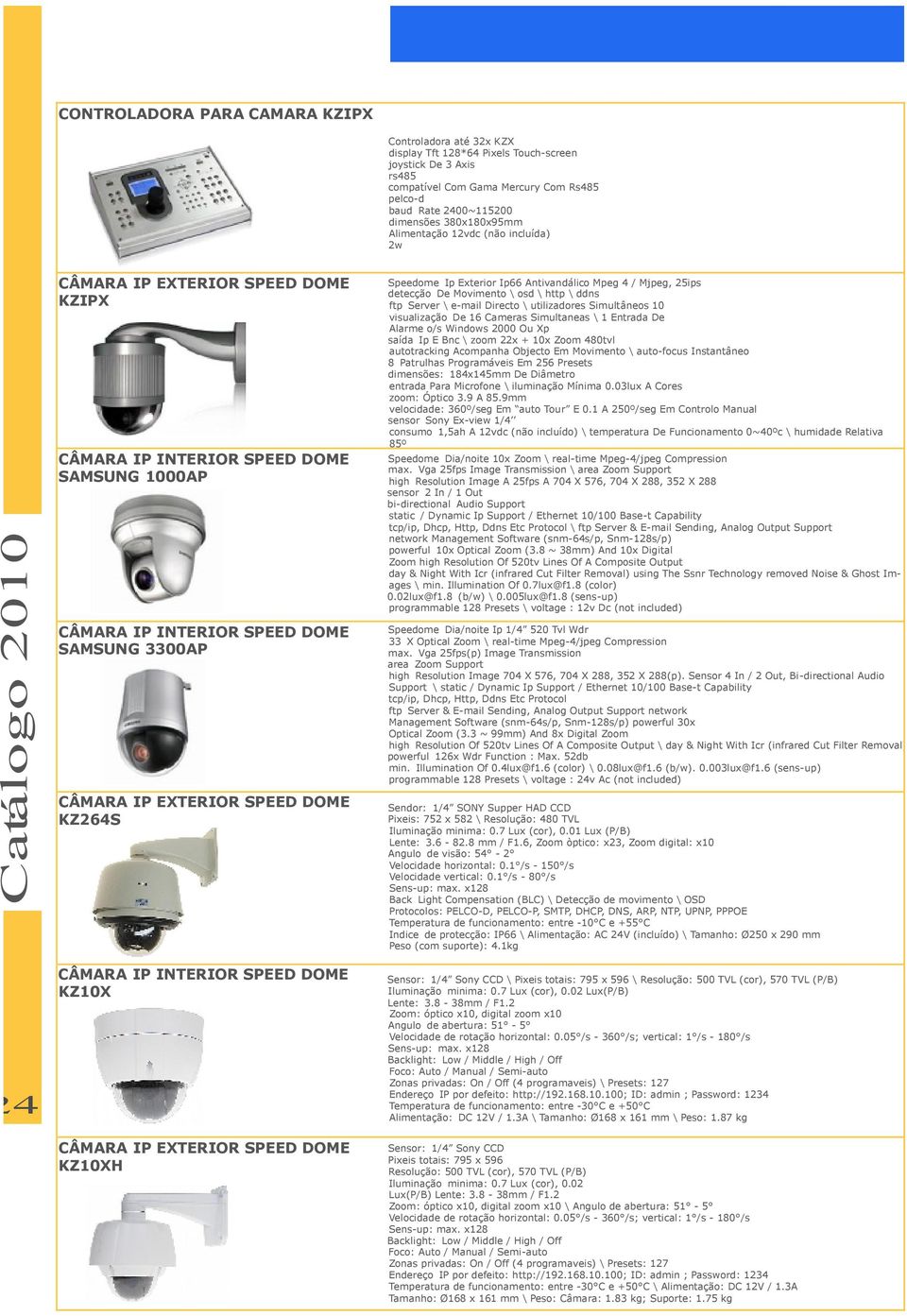 http \ ddns ftp Server \ e-mail Directo \ utilizadores Simultâneos 10 visualização De 16 Cameras Simultaneas \ 1 Entrada De Alarme o/s Windows 2000 Ou Xp saída Ip E Bnc \ zoom 22x + 10x Zoom 480tvl