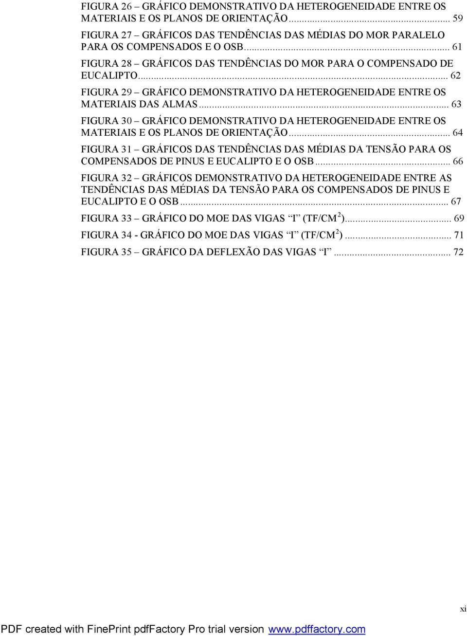 ..63 FIGURA 30 GRÁFICO DEMONSTRATIVO DA HETEROGENEIDADE ENTRE OS MATERIAIS E OS PLANOS DE ORIENTAÇÃO.