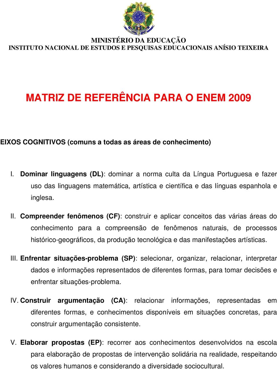 Compreender fenômenos (CF): construir e aplicar conceitos das várias áreas do conhecimento para a compreensão de fenômenos naturais, de processos histórico-geográficos, da produção tecnológica e das