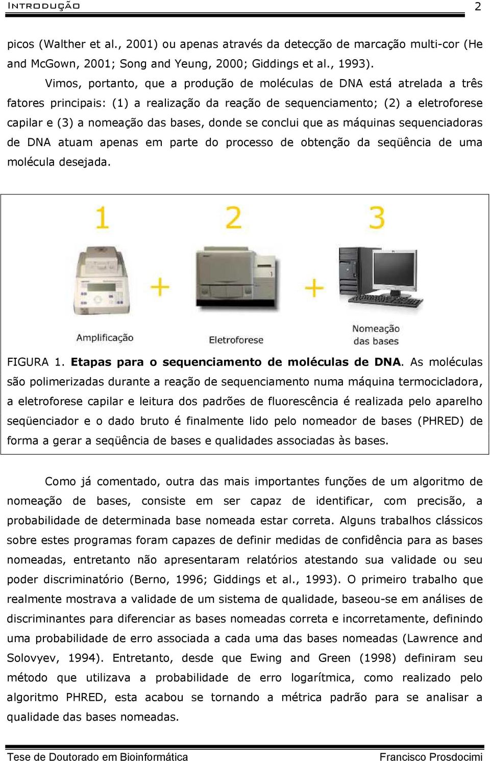 se conclui que as máquinas sequenciadoras de DNA atuam apenas em parte do processo de obtenção da seqüência de uma molécula desejada. FIGURA 1. Etapas para o sequenciamento de moléculas de DNA.