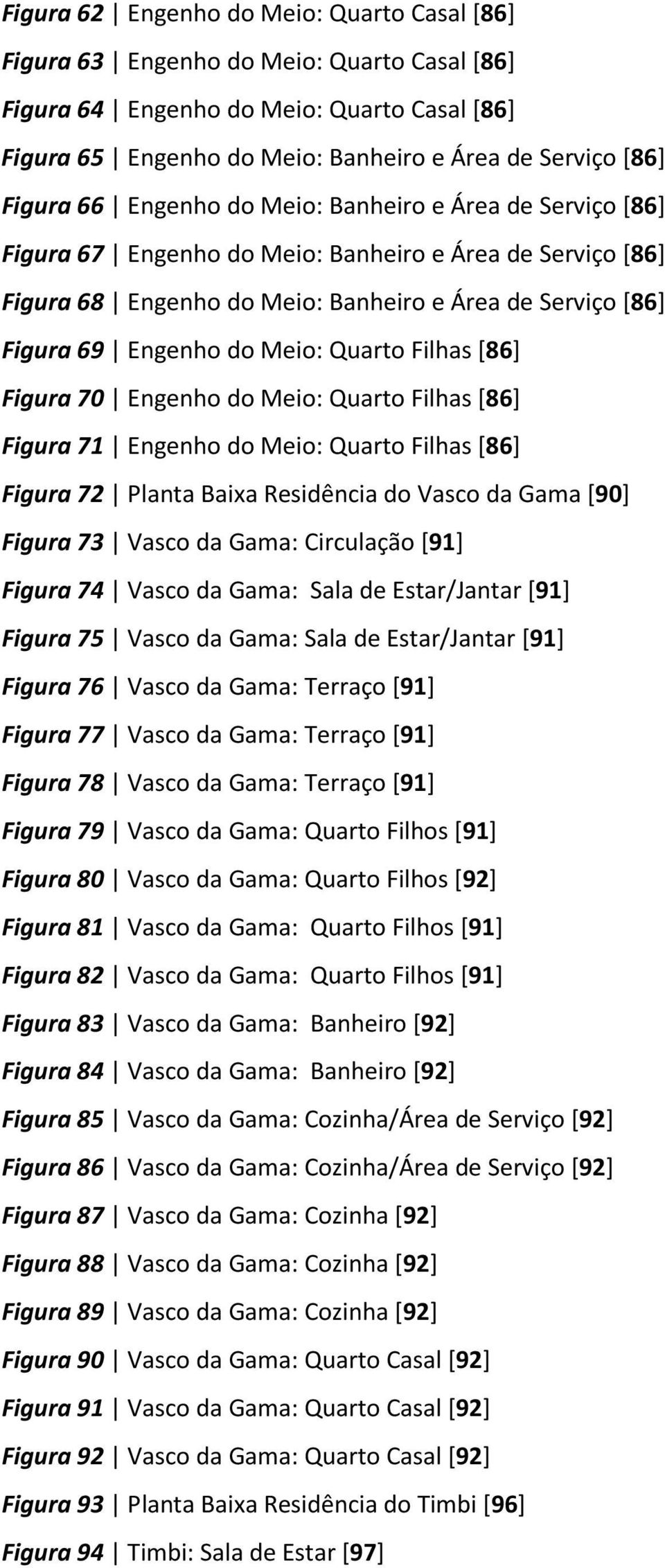 Meio: Quarto Filhas [86] Figura 70 Engenho do Meio: Quarto Filhas [86] Figura 71 Engenho do Meio: Quarto Filhas [86] Figura 72 Planta Baixa Residência do Vasco da Gama [90] Figura 73 Vasco da Gama: