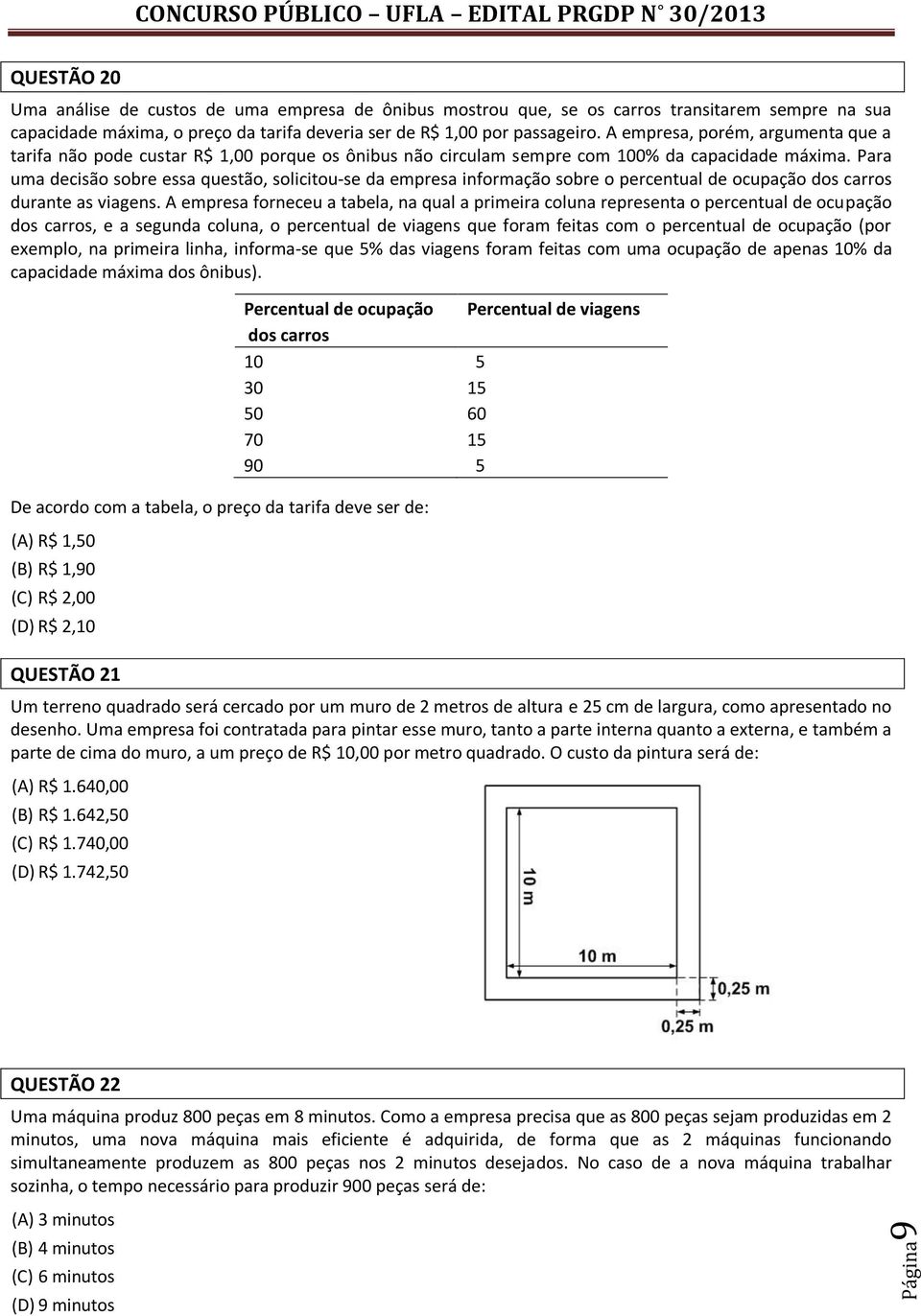 Para uma decisão sobre essa questão, solicitou-se da empresa informação sobre o percentual de ocupação dos carros durante as viagens.