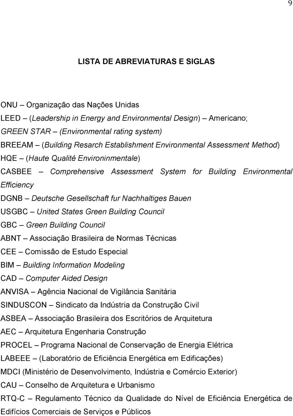 Nachhaltiges Bauen USGBC United States Green Building Council GBC Green Building Council ABNT Associação Brasileira de Normas Técnicas CEE Comissão de Estudo Especial BIM Building Information