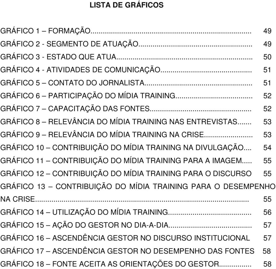 .. 53 GRÁFICO 10 CONTRIBUIÇÃO DO MÍDIA TRAINING NA DIVULGAÇÃO... 54 GRÁFICO 11 CONTRIBUIÇÃO DO MÍDIA TRAINING PARA A IMAGEM.