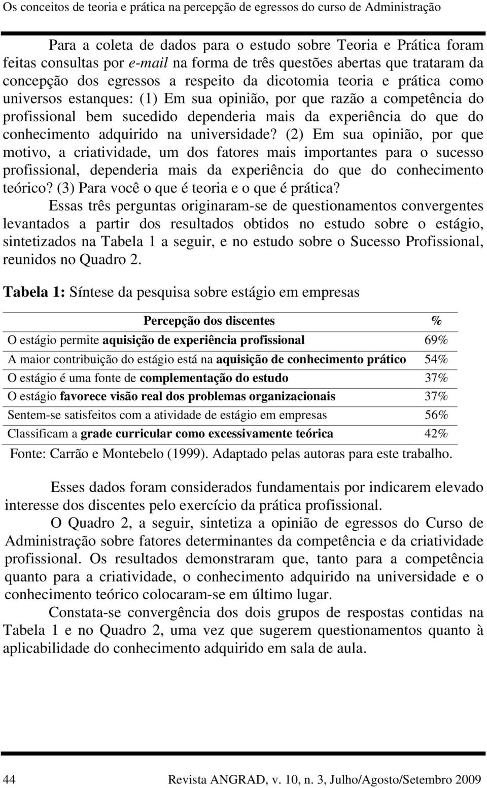 dependeria mais da experiência do que do conhecimento adquirido na universidade?