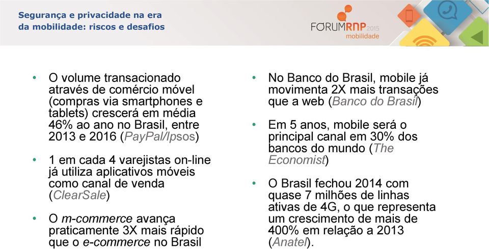 Brasil No Banco do Brasil, mobile já movimenta 2X mais transações que a web (Banco do Brasil) Em 5 anos, mobile será o principal canal em 30% dos bancos do