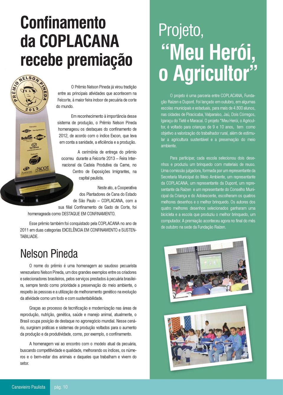 eficiência e a produção. A cerimônia de entrega do prêmio ocorreu durante a Feicorte 2013 Feira Internacional da Cadeia Produtiva da Carne, no Centro de Exposições Imigrantes, na capital paulista.