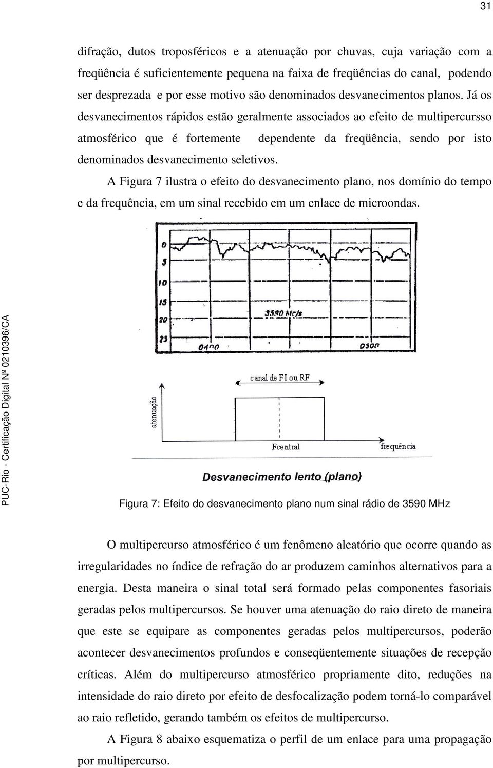 Já os desvanecimentos rápidos estão geralmente associados ao efeito de multipercursso atmosférico que é fortemente dependente da freqüência, sendo por isto denominados desvanecimento seletivos.