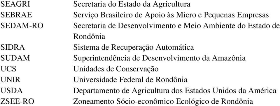 Recuperação Automática Superintendência de Desenvolvimento da Amazônia Unidades de Conservação Universidade Federal
