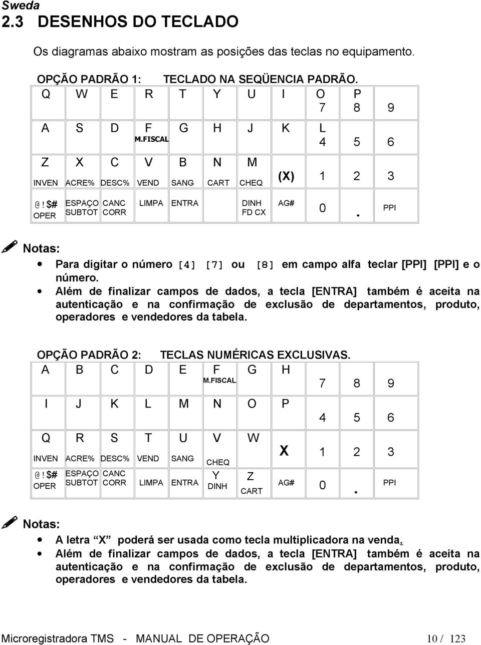 PPI Notas: Para digitar o número [4] [7] ou [8] em campo alfa teclar [PPI] [PPI] e o número.