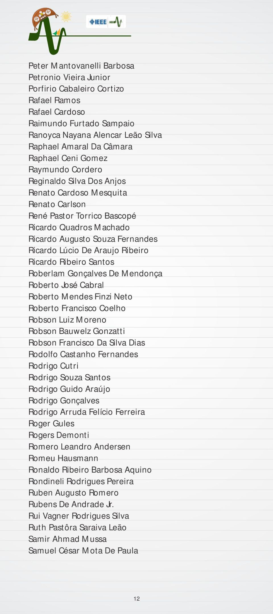 Araujo Ribeiro Ricardo Ribeiro Santos Roberlam Gonçalves De Mendonça Roberto José Cabral Roberto Mendes Finzi Neto Roberto Francisco Coelho Robson Luiz Moreno Robson Bauwelz Gonzatti Robson Francisco