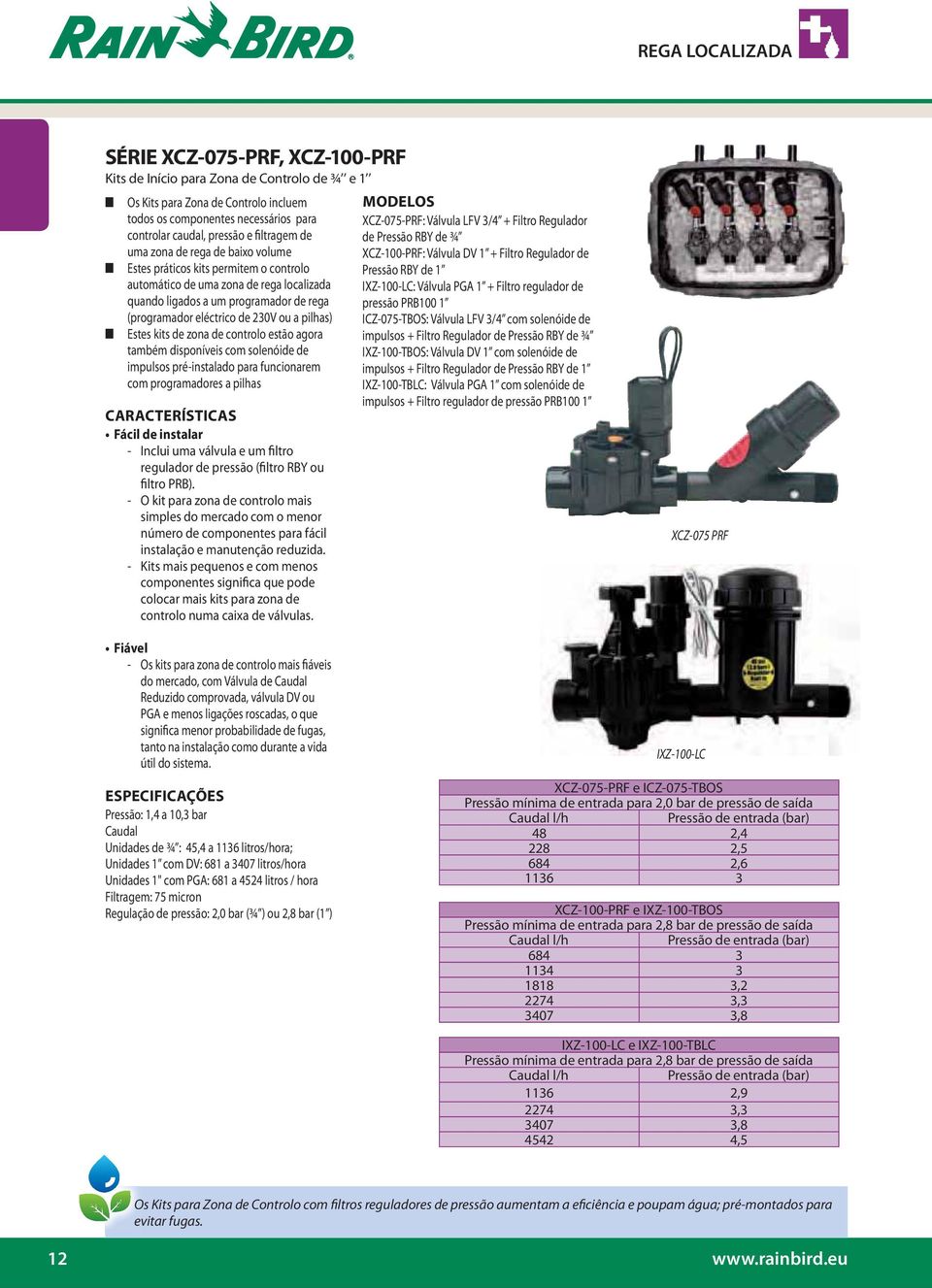 estão agora também disponíveis com solenóide de impulsos pré-instalado para funcionarem com programadores a pilhas - Inclui uma válvula e um filtro - O kit para zona de controlo mais simples do