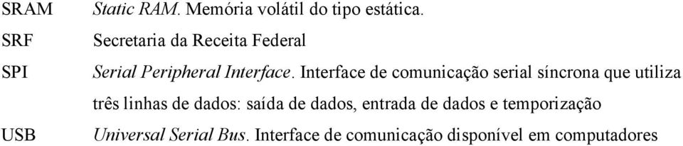 Interface de comunicação serial síncrona que utiliza três linhas de dados: