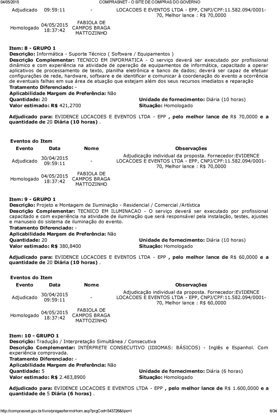 executado por profissional dinâmico e com experiência na atividade de operação de equipamentos de informática, capacitado a operar aplicativos de processamento de texto, planilha eletrônica e banco