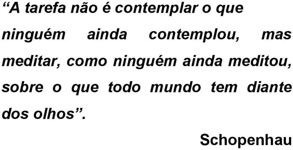 como ninguém ainda meditou, sobre o