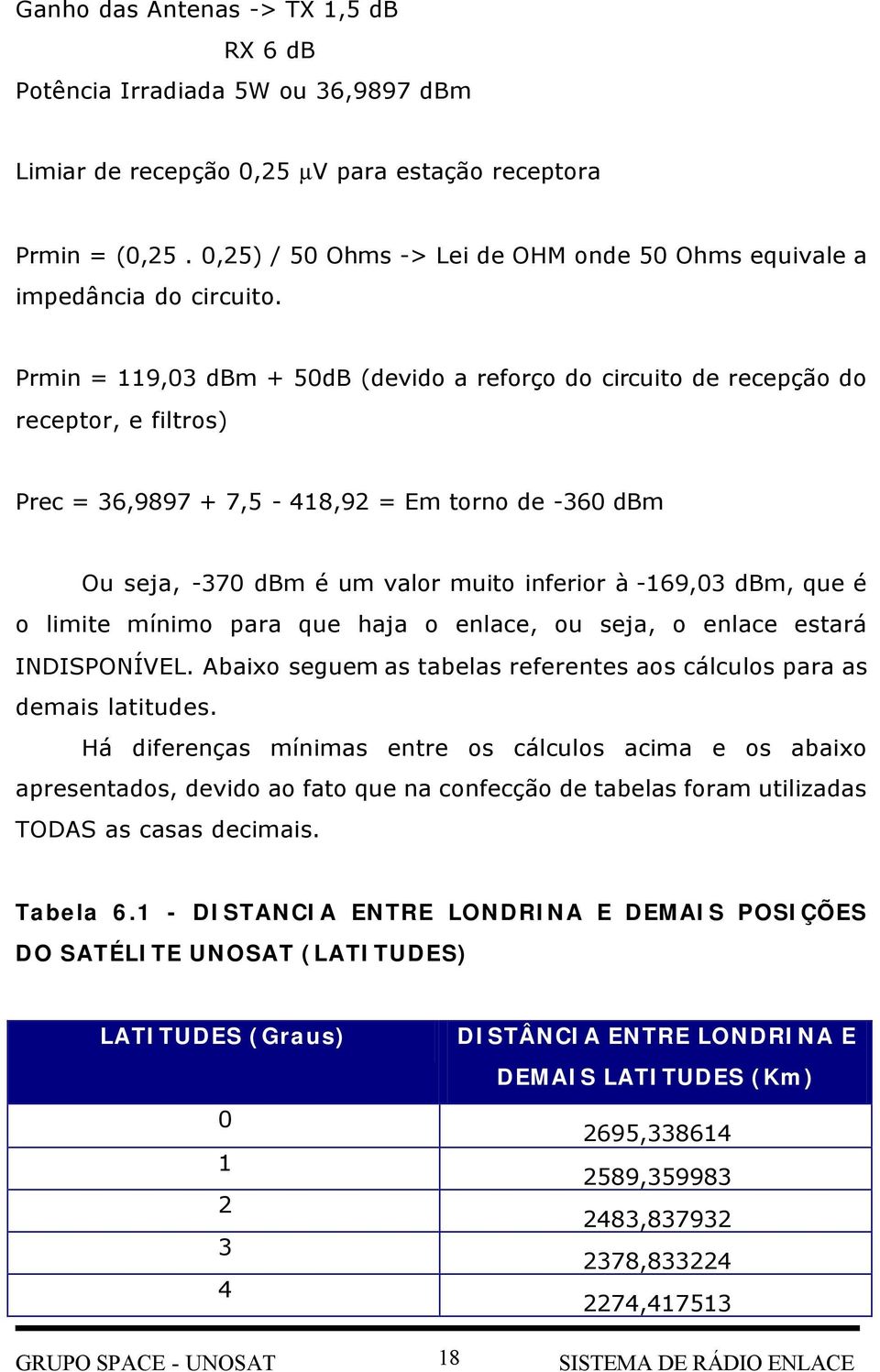 Prmin = 119,03 dbm + 50dB (devido a reforço do circuito de recepção do receptor, e filtros) Prec = 36,9897 + 7,5-418,92 = Em torno de -360 dbm Ou seja, -370 dbm é um valor muito inferior à -169,03