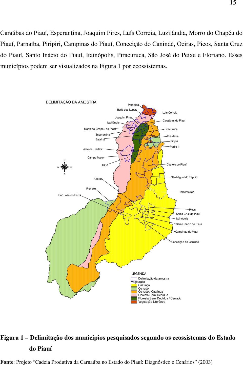 DELIMITAÇÃO DA AMOSTRA Parnaíba Buriti dos Lopes Joaquim Pires Luzilândia Morro do Chapéu do Piauí Esperantina Batalha José de Freitas Correia Caraúbas do Piauí Piracuruca Brasileira Piripiri Pedro