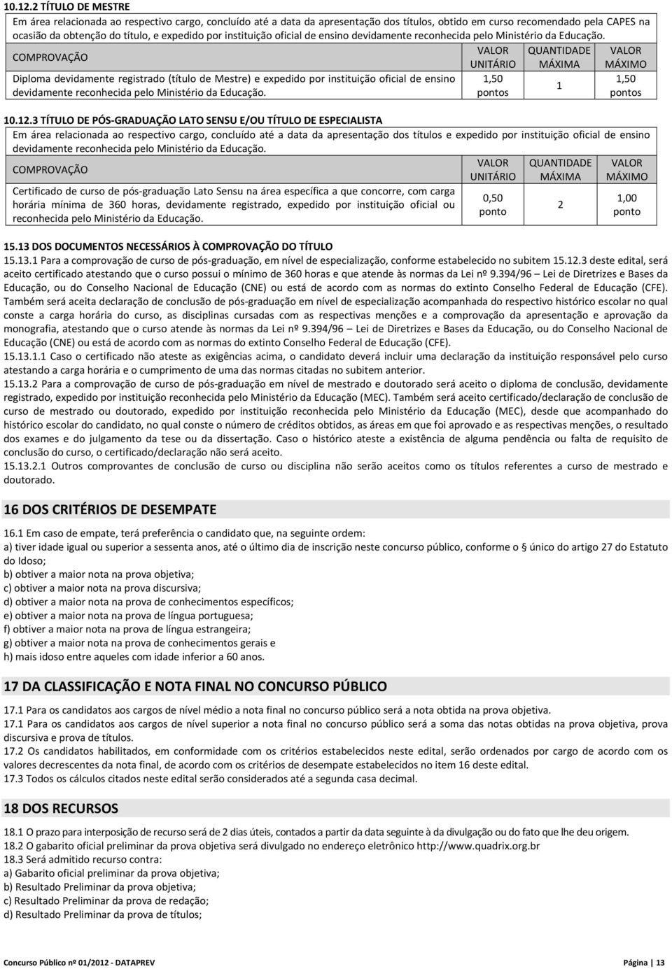 instituição oficial de ensino devidamente reconhecida pelo Ministério da Educação.