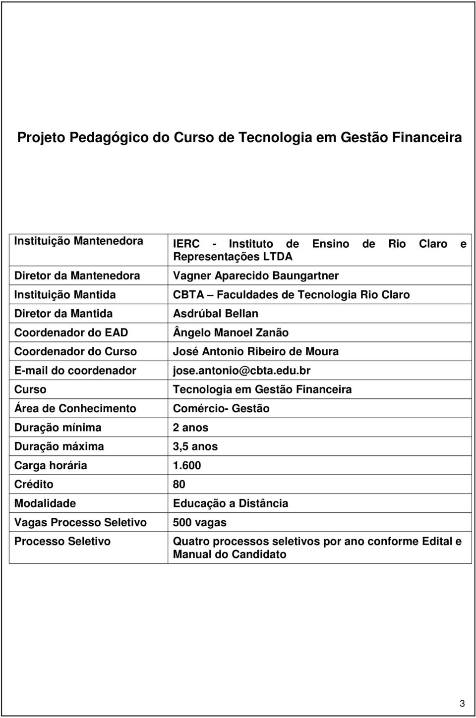 Faculdades de Tecnologia Rio Claro Asdrúbal Bellan Ângelo Manoel Zanão José Antonio Ribeiro de Moura jose.antonio@cbta.edu.