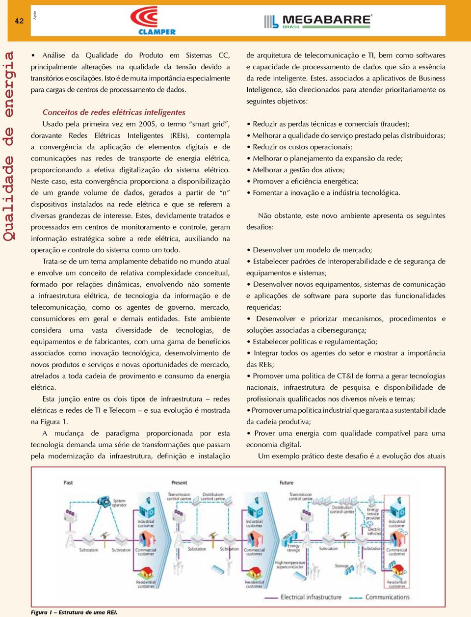 Conceitos de redes elétricas inteligentes Usado pela primeira vez em 2005, o termo smart grid, doravante Redes Elétricas Inteligentes (REIs), contempla a convergência da aplicação de elementos