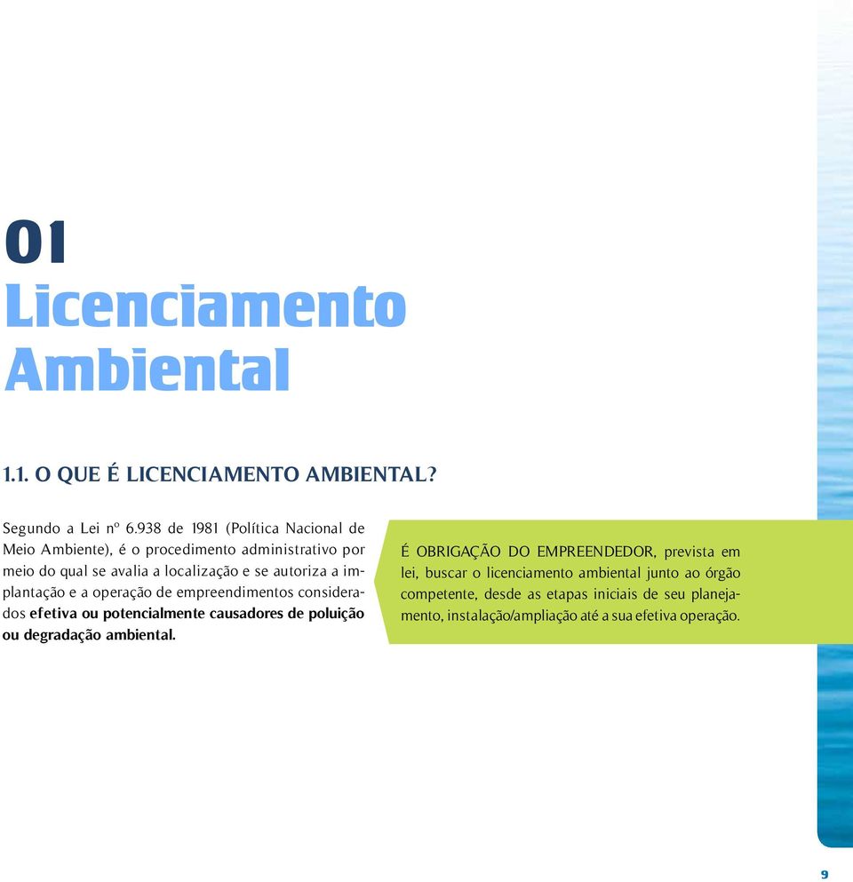 implantação e a operação de empreendimentos considerados efetiva ou potencialmente causadores de poluição ou degradação ambiental.