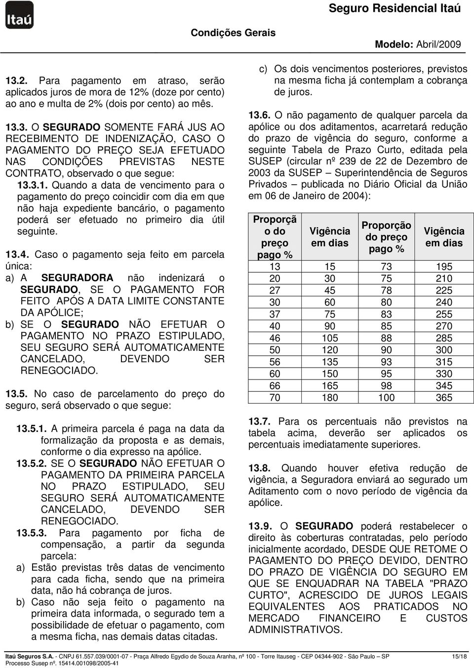 Caso o pagamento seja feito em parcela única: a) A SEGURADORA não indenizará o SEGURADO, SE O PAGAMENTO FOR FEITO APÓS A DATA LIMITE CONSTANTE DA APÓLICE; b) SE O SEGURADO NÃO EFETUAR O PAGAMENTO NO