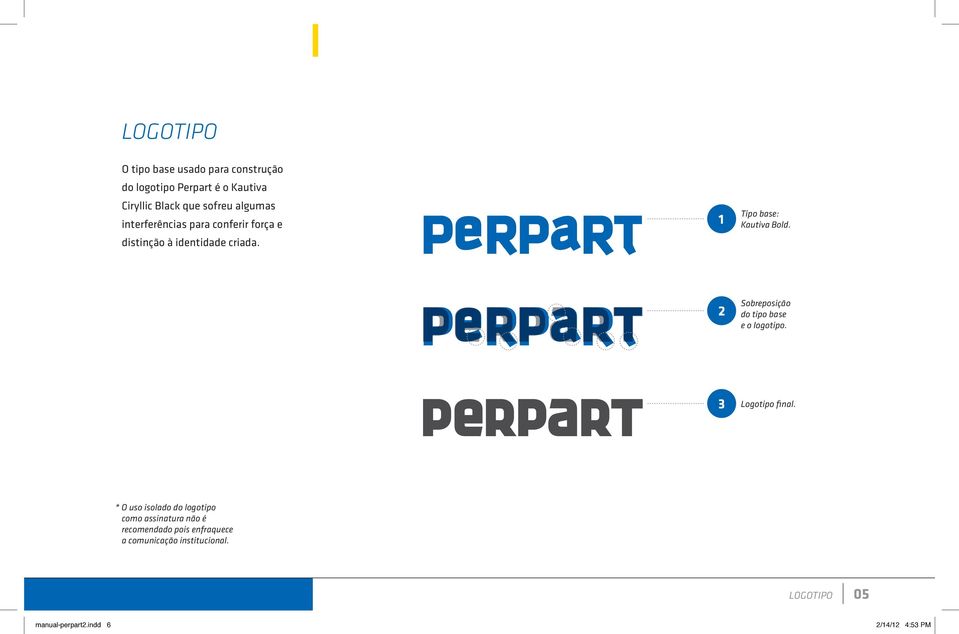 2 sobreposição do tipo base e o logotipo. 3 Logotipo final.