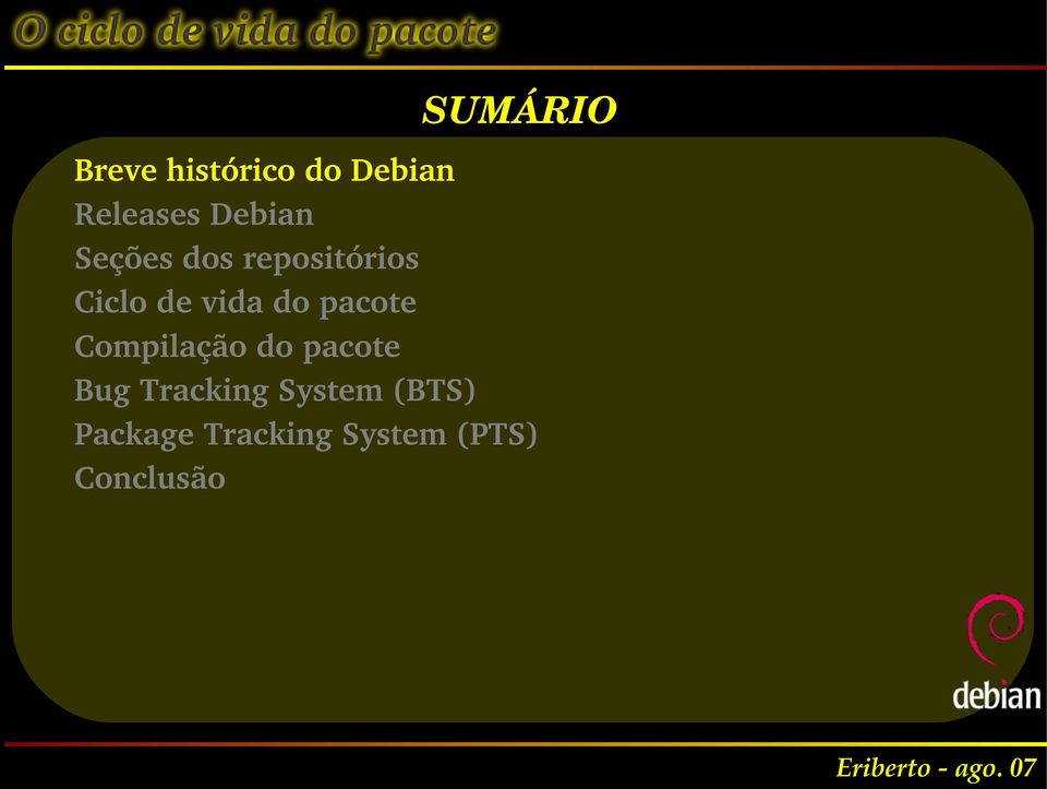 do pacote Compilação do pacote Bug Tracking