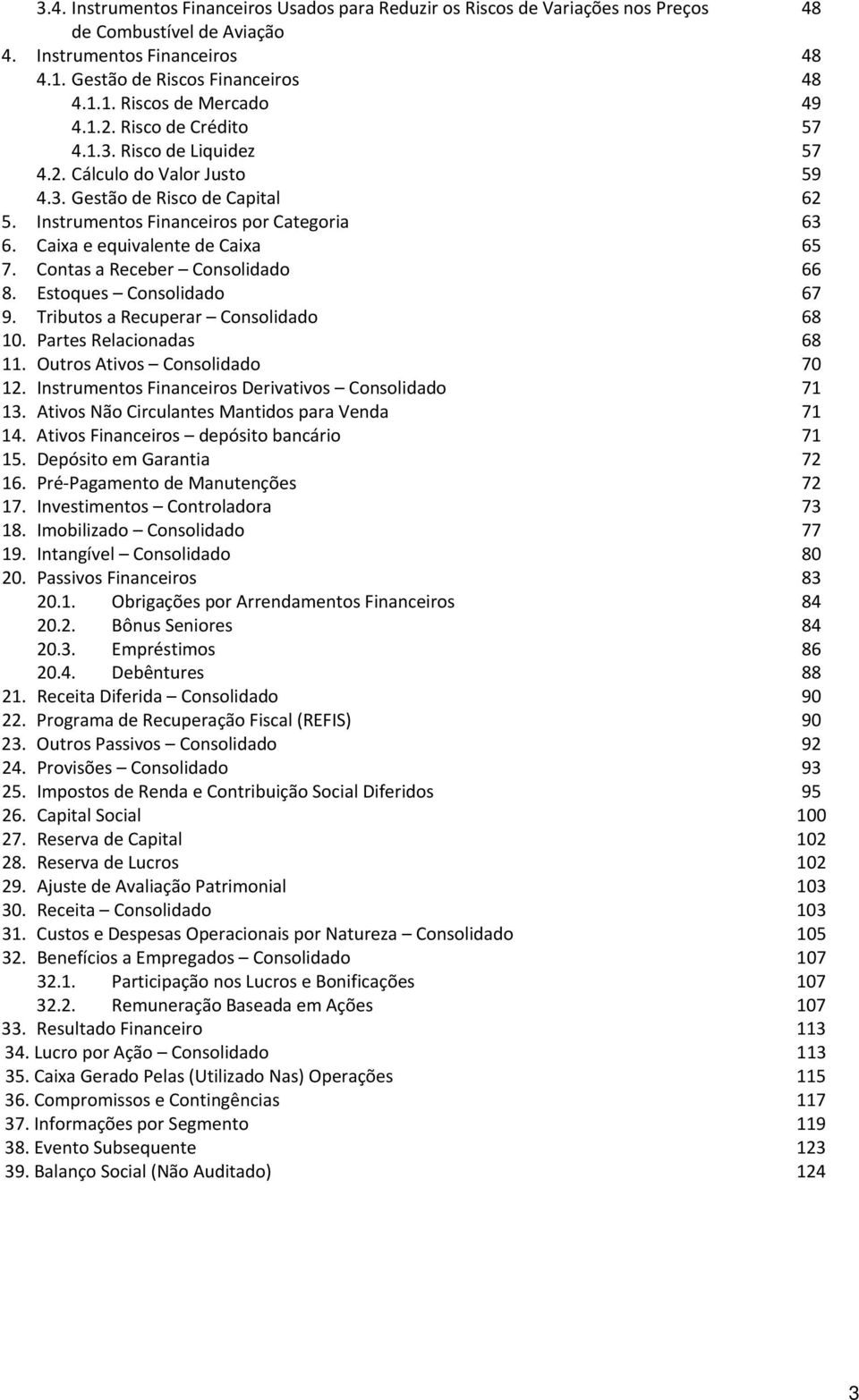 Caixa e equivalente de Caixa 65 7. Contas a Receber Consolidado 66 8. Estoques Consolidado 67 9. Tributos a Recuperar Consolidado 68 10. Partes Relacionadas 68 11. Outros Ativos Consolidado 70 12.