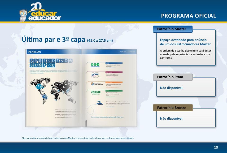 A ordem de escolha deste item será determinada pela sequência de assinatura dos