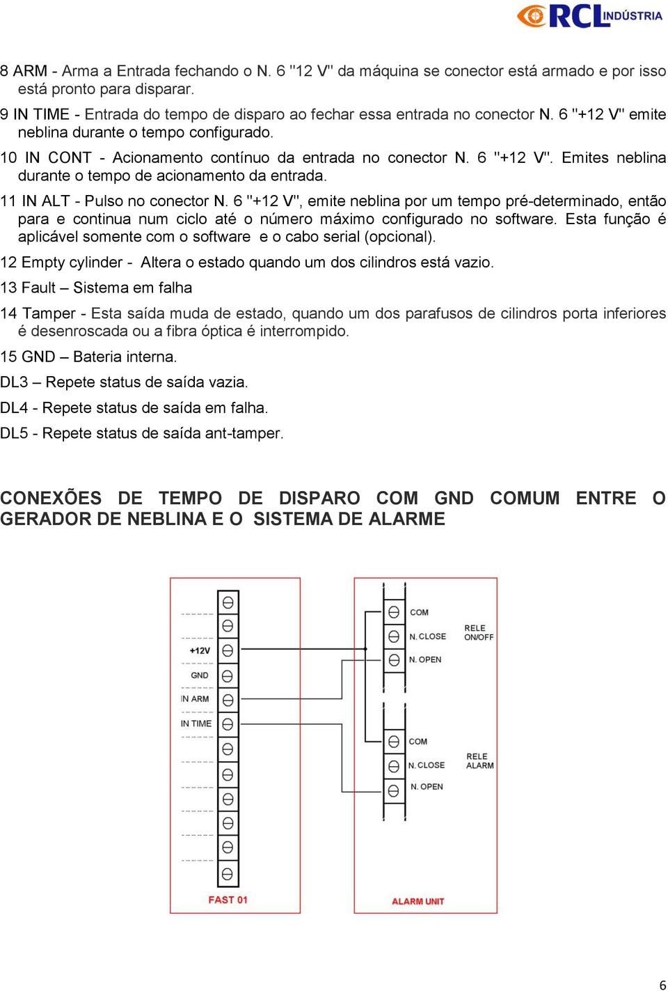 11 IN ALT - Pulso no conector N. 6 "+12 V", emite neblina por um tempo pré-determinado, então para e continua num ciclo até o número máximo configurado no software.