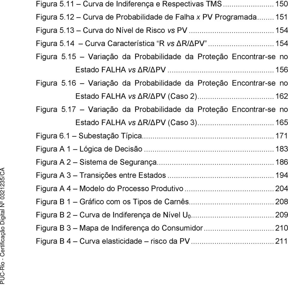 16 Variação da Probabilidade da Proteção Encontrar-se no Estado FALHA vs ΔR/ΔPV (Caso 2)... 162 Figura 5.17 Variação da Probabilidade da Proteção Encontrar-se no Estado FALHA vs ΔR/ΔPV (Caso 3).