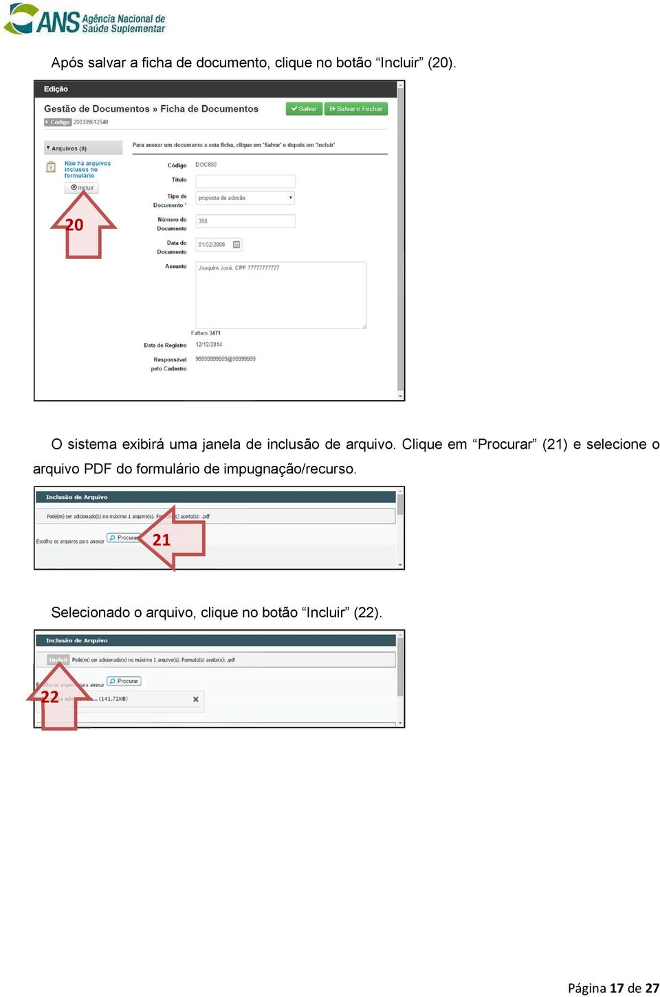 Clique em Procurar (21) e selecione o arquivo PDF do formulário de