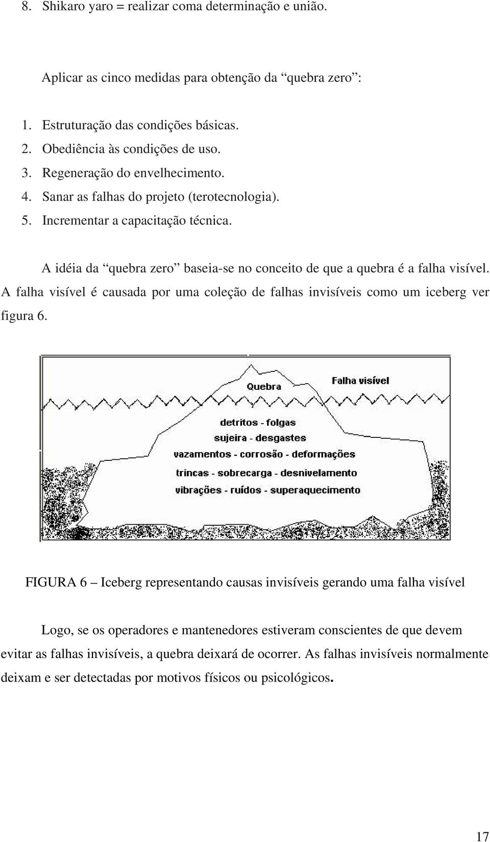 A idéia da quebra zero baseia-se no conceito de que a quebra é a falha visível. A falha visível é causada por uma coleção de falhas invisíveis como um iceberg ver figura 6.