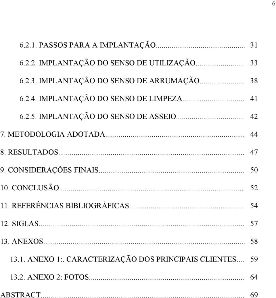 RESULTADOS... 9. CONSIDERAÇÕES FINAIS... 10. CONCLUSÃO... 11. REFERÊNCIAS BIBLIOGRÁFICAS... 12. SIGLAS... 13. ANEXOS... 13.1. ANEXO 1:.