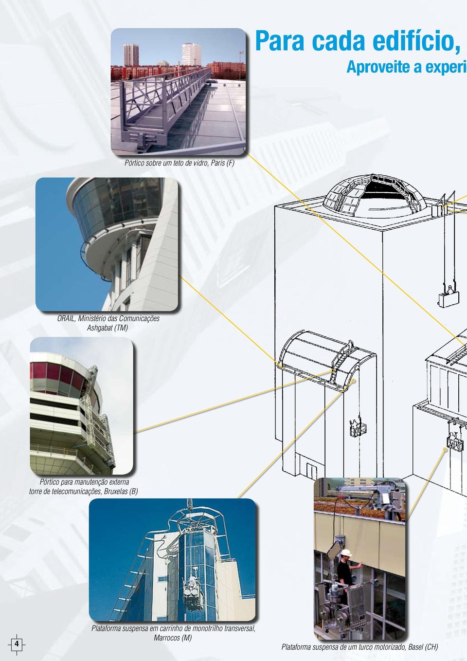 torre de telecomunicações, Bruxelas (B) 4 Plataforma suspensa em carrinho de