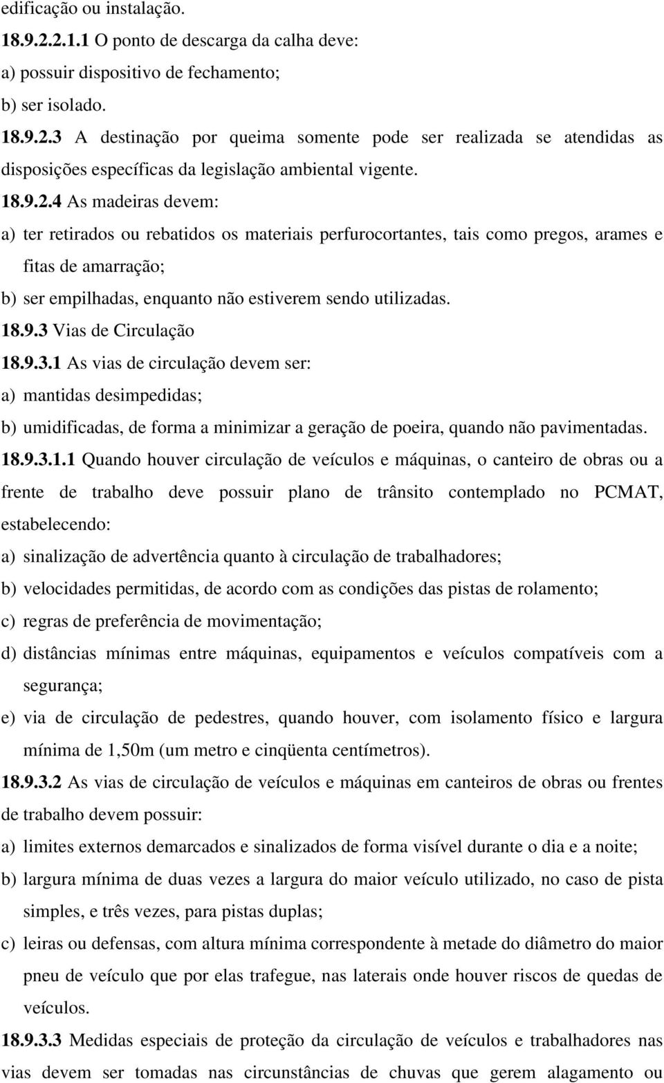 9.3 Vias de Circulação 18