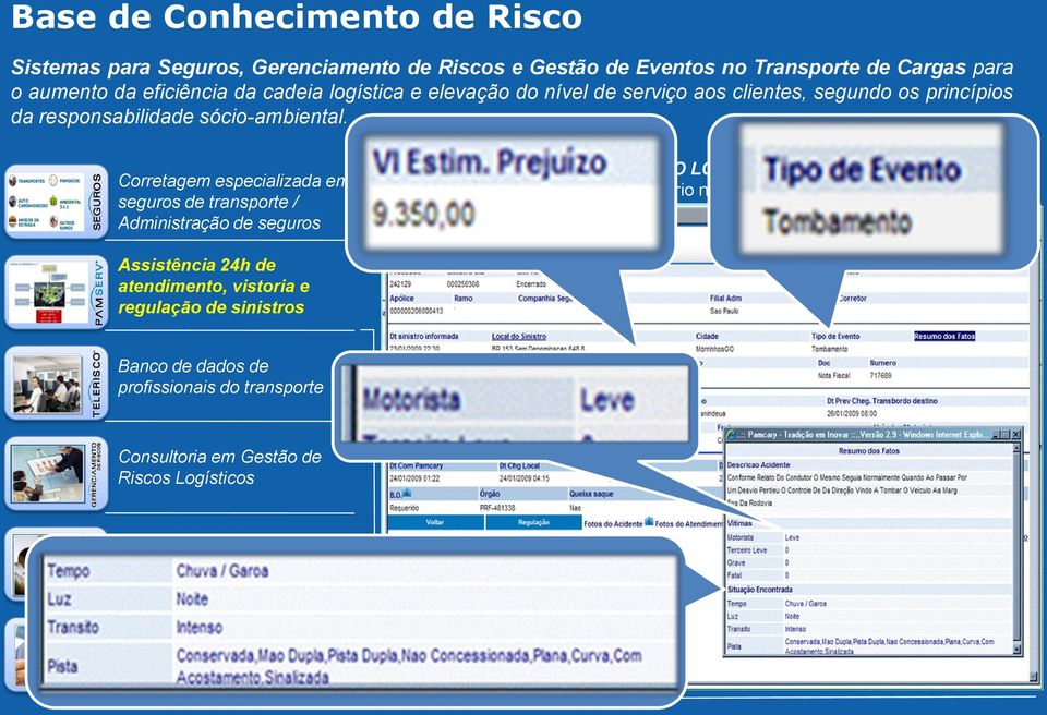 1 OUTROS RAMOS Corretagem especializada em seguros de transporte / Administração de seguros ATENDIMENTO DE SINISTROS NO LOCAL DO EVENTO (ASLE) 6.