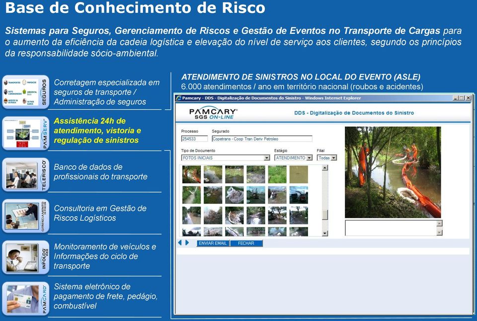 1 OUTROS RAMOS Corretagem especializada em seguros de transporte / Administração de seguros ATENDIMENTO DE SINISTROS NO LOCAL DO EVENTO (ASLE) 6.
