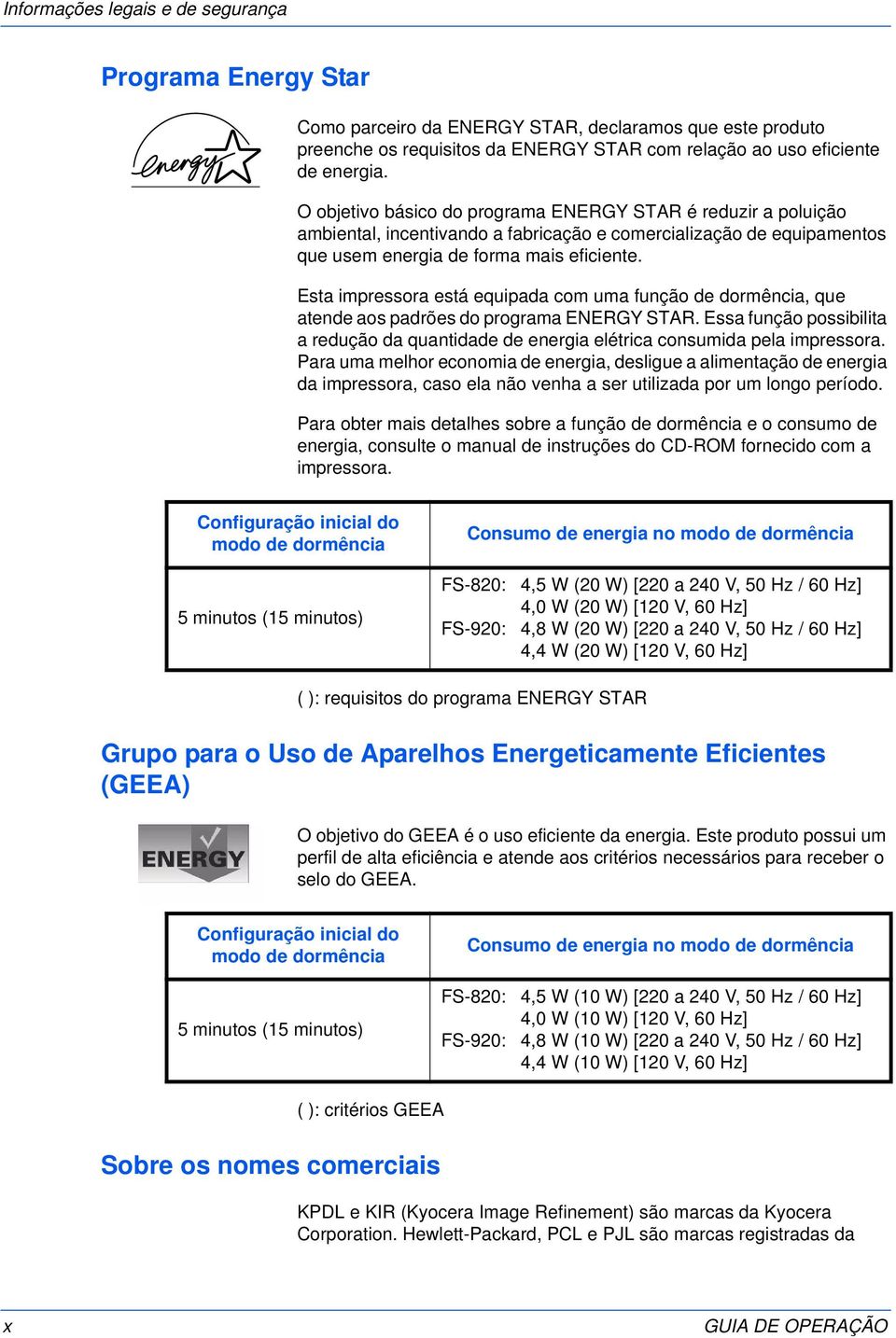 Esta impressora está equipada com uma função de dormência, que atende aos padrões do programa ENERGY STAR.